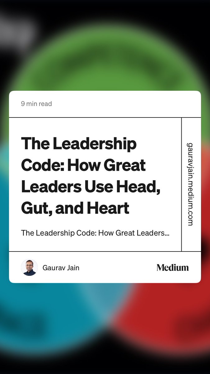 HWillert's tweet image. The #LeadershipCode: How Great Leaders Use Head, Gut, and Heart by Gaurav Jain medium.com/the-good-boss/…