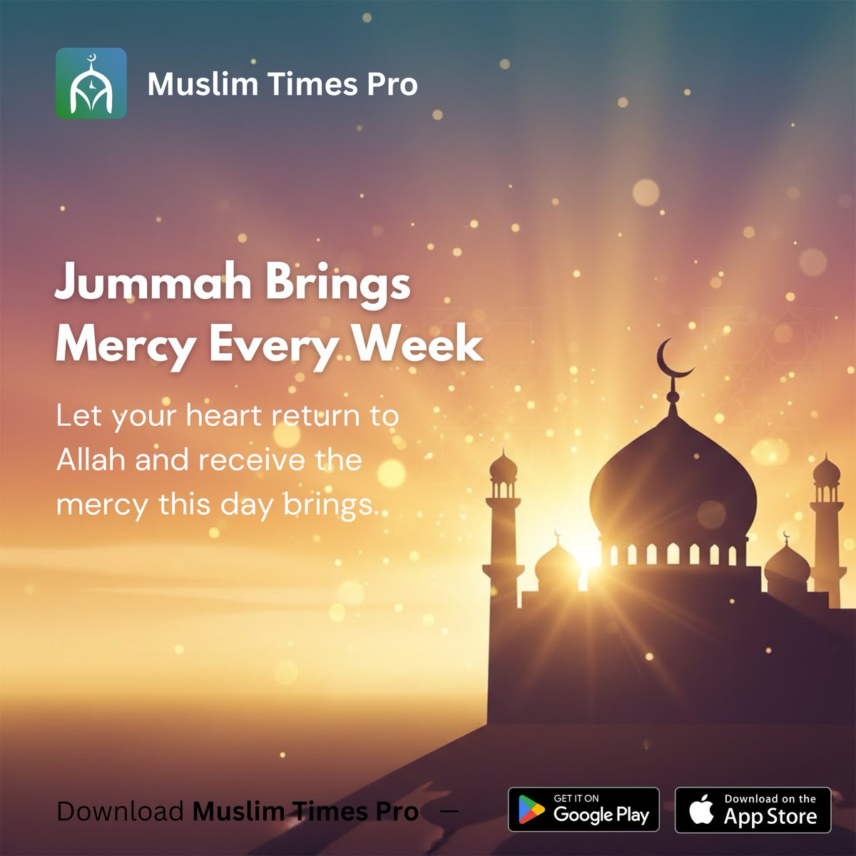 muslimtimespro's tweet image. Embrace Jummah With Peace And Clarity

Friday brings renewal, mercy, and calmness
A weekly reminder to return to Allah

Jummah Mubarak!
• Reflect deeply
• Pray peacefully
• Reset your heart

#MuslimTimesPro #JummahMubarak #Faith