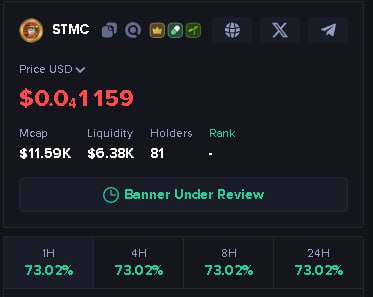 Santatellmecoin's tweet image. We are now under review on Mobyscreener 🔥

mobyscreener.com/solana/9P7Vseb…

#STMC #SOLANA