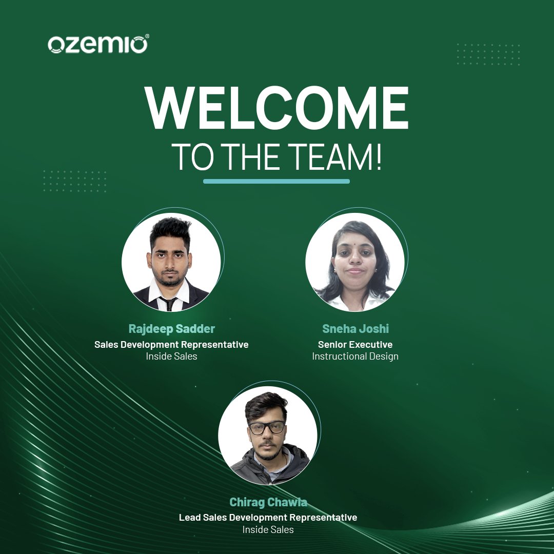 We’re truly glad to have you with us. Your ideas and expertise will add fresh strength to the learning experiences and transformation solutions we create. 

#newjoinee #onboard #welcometotheteam #newhire #welcomeaboard #newjourney #humanresource #teamOzemio #Ozemio
