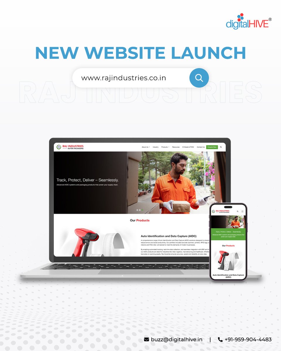 digitalhive923's tweet image. Thrilled to announce the launch of our latest project – a website for Raj Industries
CMS WordPress website showcasing their packaging solutions, identification technologies and global brand catalogue.
#WebsiteLaunch #DigitalHive #WebDesign
#WebDevelopment #RajIndustries