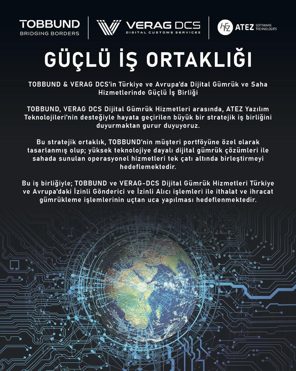 [TR]

Tobbund ve VERAG Spedition AG | VERAG DCS’ten Dijital Gümrük Hizmetlerinde Stratejik İş Birliği

VERAG Spedition AG | VERAG DCS ve ATEZ ile birlikte Türkiye ve Avrupa’da dijital gümrük ve saha operasyonlarını tek çatı altında birleştiren güçlü iş ortaklığımızı hayata