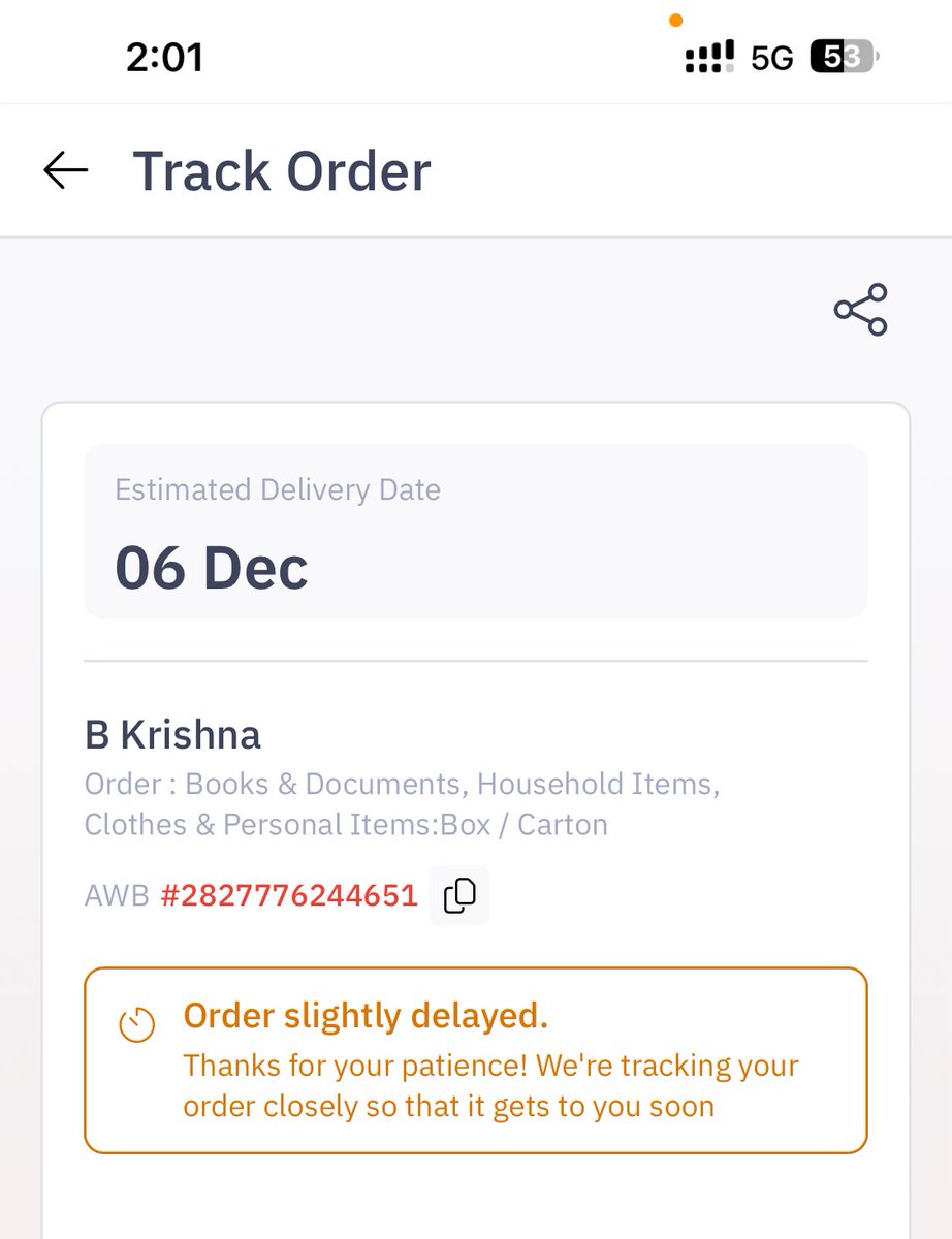 bkrishnachef's tweet photo. The problem continues with other courier https://t.co/niCbhUY6qY