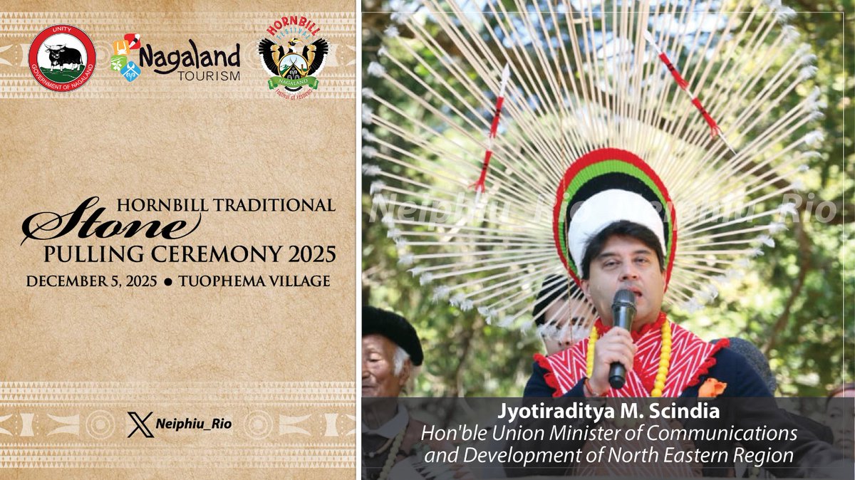 With great pleasure, I welcome Shri <a href="/JM_Scindia/">Jyotiraditya M. Scindia</a> Ji, Hon’ble Union Min. for Communications &amp; <a href="/MDoNER_India/">MDoNER India</a>, to Nagaland &amp; to the stone pulling ceremony at Tuophema. It's a celebration of unity, resilience &amp; the shared strength of our community, reminding us of the value of unity.