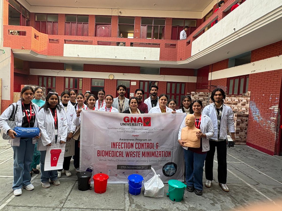 GnaUniversity's tweet image. #GNAUniversity- Department of Operation Theatre &amp;amp; Anesthesia Technology successfully conducted an "Awareness Program on Infection Control and Biomedical Waste Minimization "at Nehru Children Senior Secondary School. 
#InfectionControl #BiomedicalWasteMinimization #HealthAwareness