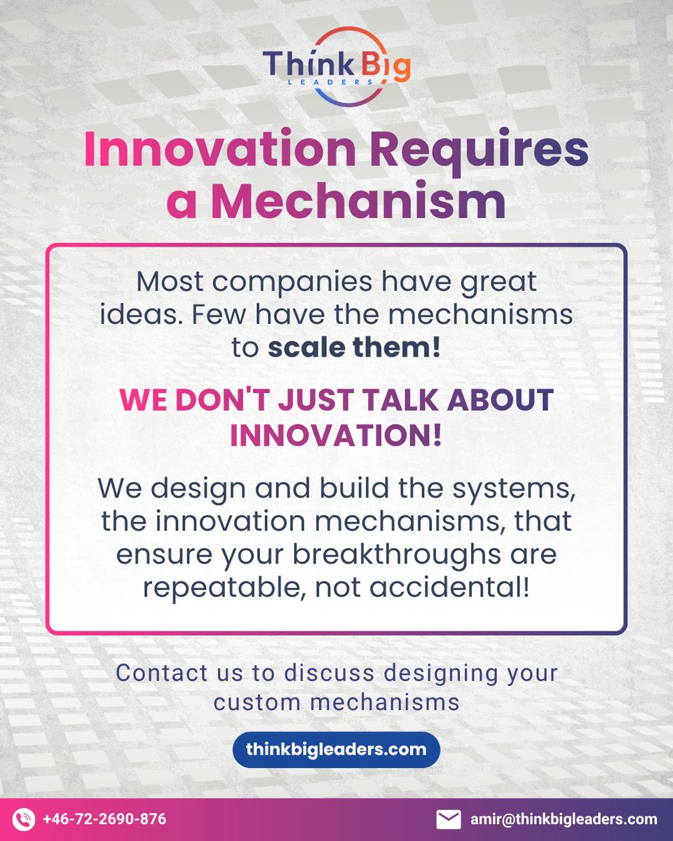 amirelion's tweet photo. Stuck in the pilot phase? You don't need brainstorming. You need a better engine!

At TBL, we build #innovation mechanisms 👉 systems designed for repeatable process and scalable results (using methods like TRIZ &amp; Amazon Working Backwards). 😉
🌐 https://t.co/orldSAin5y https://t.co/o3FEIs5G9D