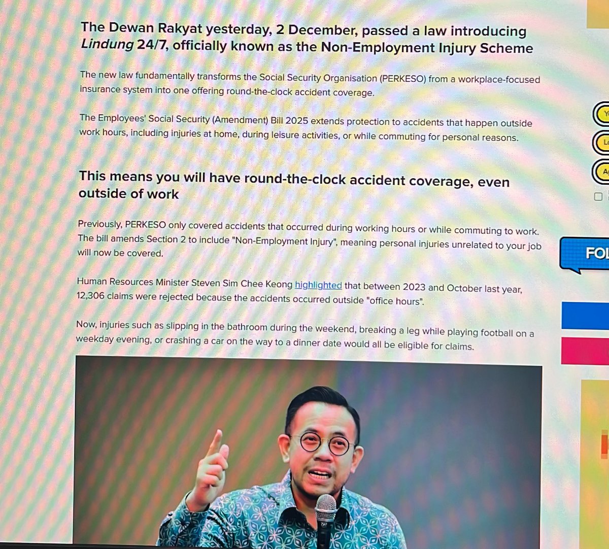 Credit where credit is due.

This is indeed a landmark reform under Madani/PH govt led by <a href="/scheekeong/">Steven Sim 🇲🇾</a> benefiting over 16 million Malaysians contributing to Sosco. Lauded by PSM as well.

Now, all accidents can be covered by Socso even if its outside work.