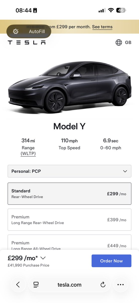 TeslaOwnersUK's tweet image. @tesla_uk launches the MY Standard for £42k or £299 a month.  Changes to VED mean it is luxury road tax exempt (as is the Premium LR RWD for £399)