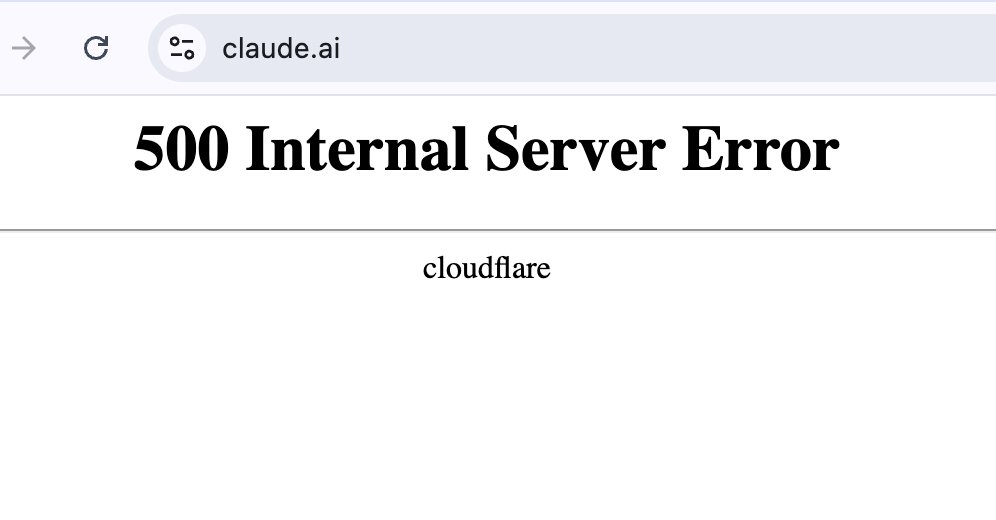 dzhng's tweet photo. looks like @Cloudflare is down again... no claude or workos (and prob a bunch others) https://t.co/S9p4nQZli1