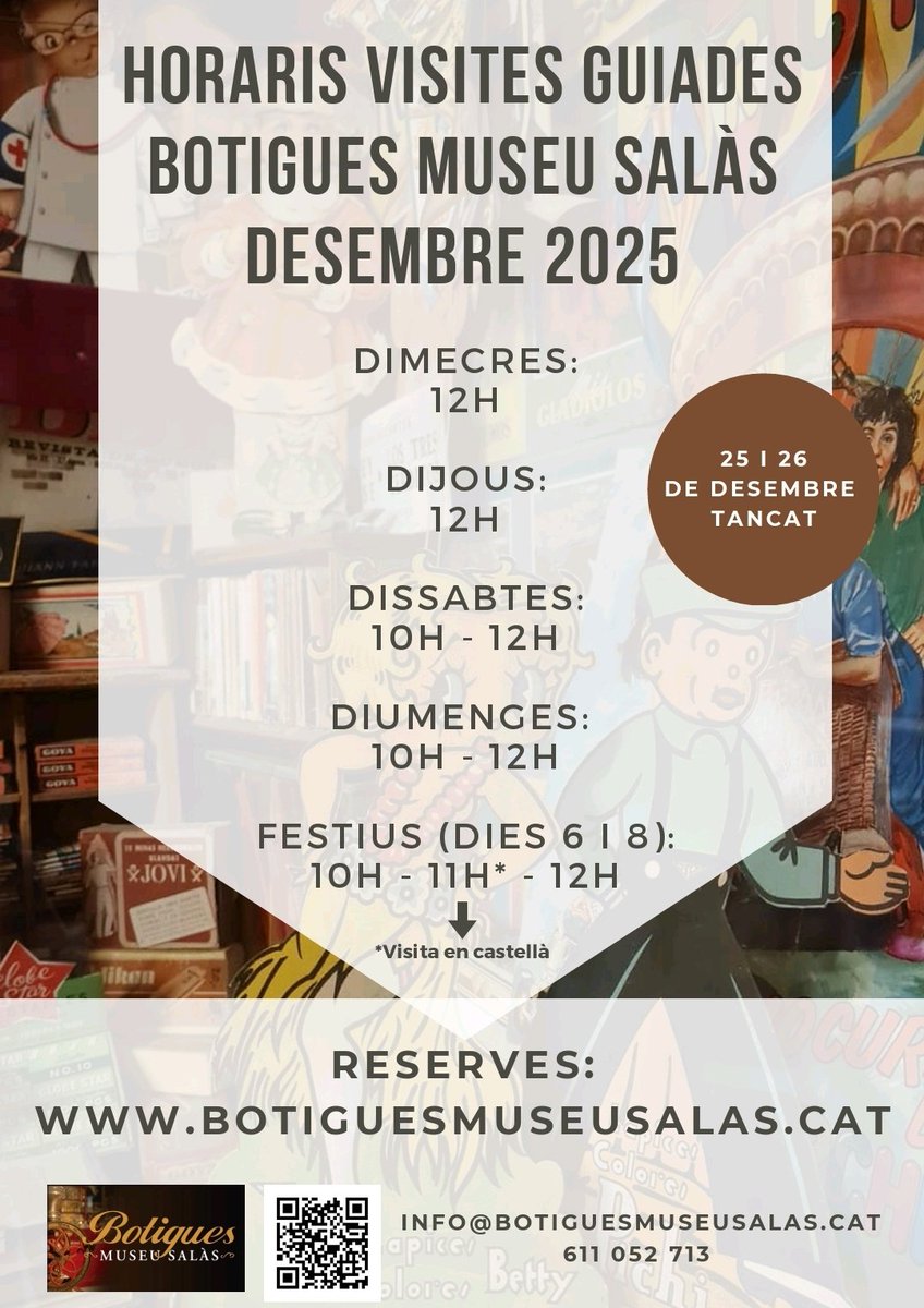 ❄️Horaris visites guiades desembre