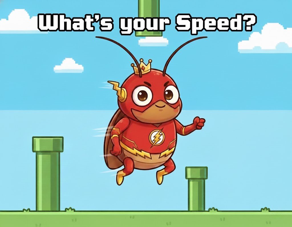 RoachyOnSol's tweet photo. What's your speed on Flappy Roach?
Comment below if you're Slow, Norm, or Fast! 😎 #FlappyRoach #p2e #play2earn #roachygames #solana #web3 #arcadegames #onlinegames https://t.co/3gyqjFMBUn