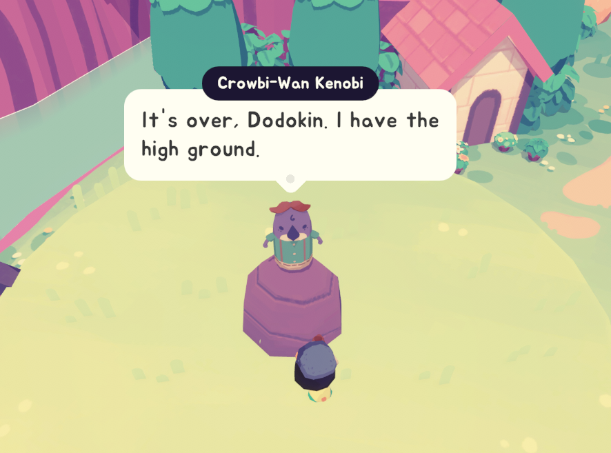Having fun with this new crow NPC in Mirth Island. 
(Not his real name, btw.)

#indiegame #mirthisland