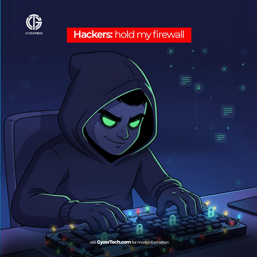 GyzerTech's tweet photo. Hackers: hold my firewall… 🔥🛡

They tried, but Gyzertech’s cybersecurity locks it down every time. 😎💻
No chaos, no stress, it’s Friday, so relax!

Visit 👉https://t.co/anlj1vt6r4

#CybersecurityHumor #ITHumor #FirewallStrong #Gyzertech #FridayVibes https://t.co/LqCy4frIEy