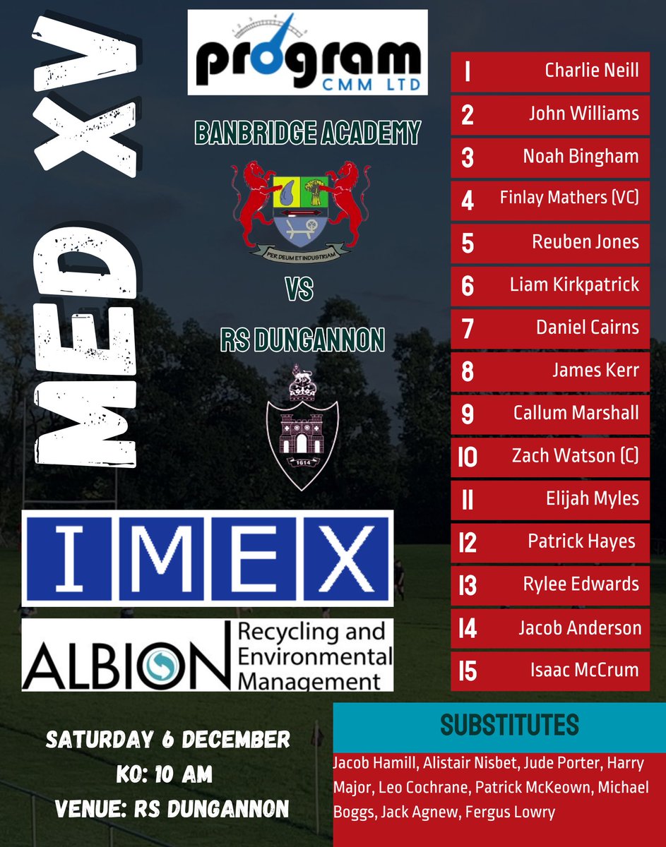 A huge game in the <a href="/DBSchoolsCup/">Schools' Cup Rugby</a> for the 1st XV tomorrow. Good luck to all teams. All support welcome. 🏉💪