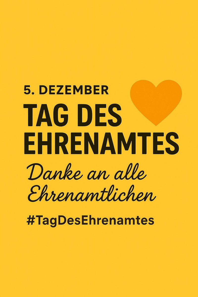 Heute ist der 5. Dezember, der internationale Tag des Ehrenamtes! 💛
Wir würdigen alle, die ihre Zeit, Energie und Leidenschaft für andere einsetzen.
Euer Engagement macht unsere Gesellschaft stärker!
#TagDesEhrenamtes