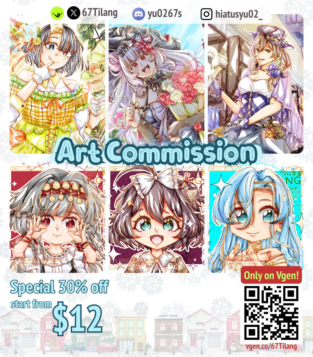 67Tilang's tweet photo. [♡↻ are appreciated]
Hi!! My services are maxed and I want to get verified on vgen. All services are disc up to 30% and the best seller is skeb/surprise me! art
If you're interested please check my vgen below✨
Thank you so much🫶
#VGenOpen #VGenComms https://t.co/uWyeVyrNIT