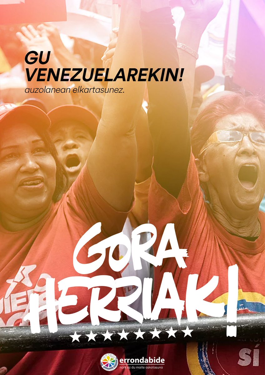 Inperialismoaren aurrean, herri askeen burujabetza defendatu!
Gora prozesu bolivartarra! 
VENEZUELA AURRERA <a href="/ConsVENBilbao/">@ConsVENBilbao</a>
