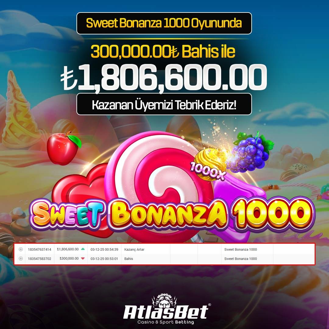 🍬ÇARPANLAR HAVADA UÇUŞTU! 🍬

🏆Sweet Bonanza 1000'de beklenen an geldi, üyemiz sahneye çıktı ve büyük ödülü kaptı! 💥AtlasBet'te kazanmak için şansın her zaman var.

Hemen oyna, sıradaki büyük kazanan sen ol! 🔥

➡️ GÜNCEL GİRİŞ (t2m.io/atlasbetgiris)