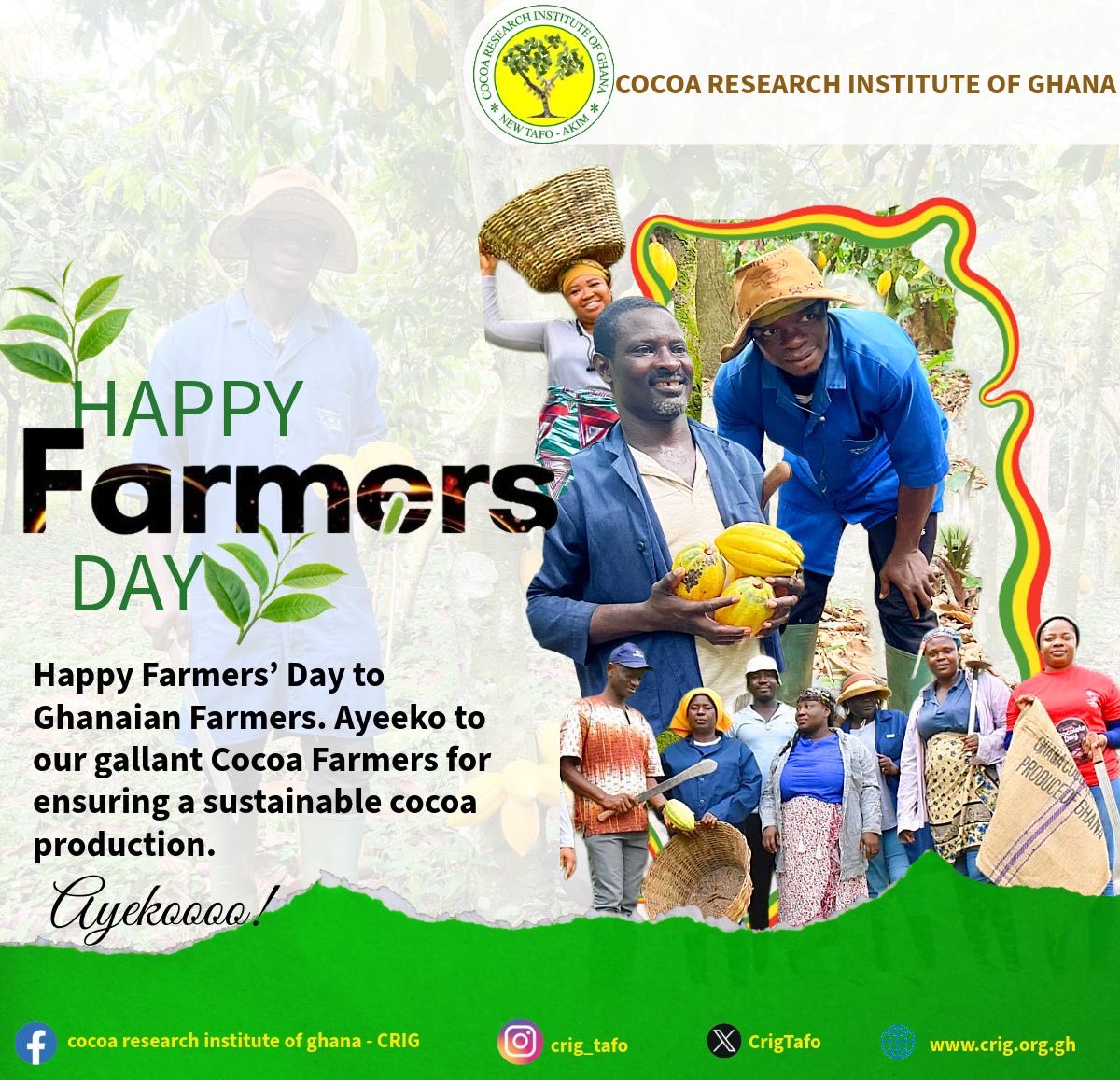 CrigTafo's tweet photo. Happy 41st National Farmers’s Day
Staff in stunning farming regalia, embodied the spirit of Ghanaian farmers and their household paying tribute to our gallant hardworking cocoa farmers. https://t.co/BnrxjEzTdi