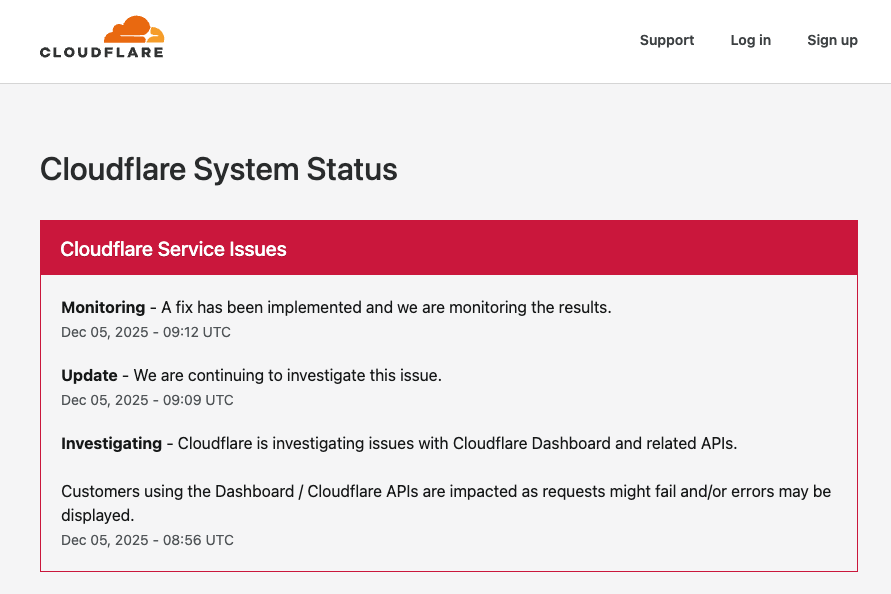 sdimuthuraman's tweet photo. @cloudflare Fixed the issue within just 10Mins of today's downtime.

As the backbone of Internet, You shouldn't let it happen again!!

This is 2nd time of this year and it's just within after 2weeks of last downtime.

#cloudflaredown #cloudflare #Internetdown https://t.co/7M6ScPquPr