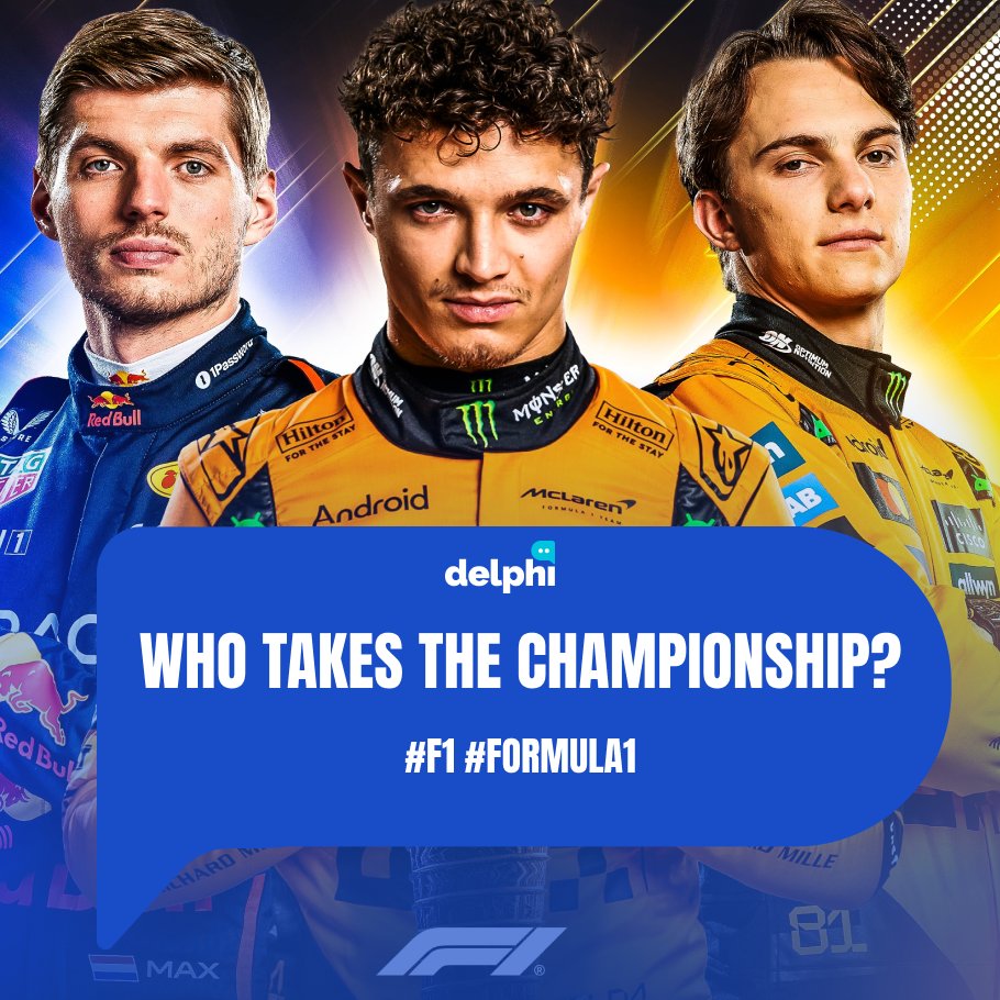 delphitrade's tweet image. For the first time in 15 years, the #F1 world title goes all the way to the final race. Practice 1 is starting now!

3 drivers, ONE title.🏆
#Norris #Verstappen #Piastri

Make your call, its gonna be FASTTT🏎️🔥
👉 delphi.trade/events/111/