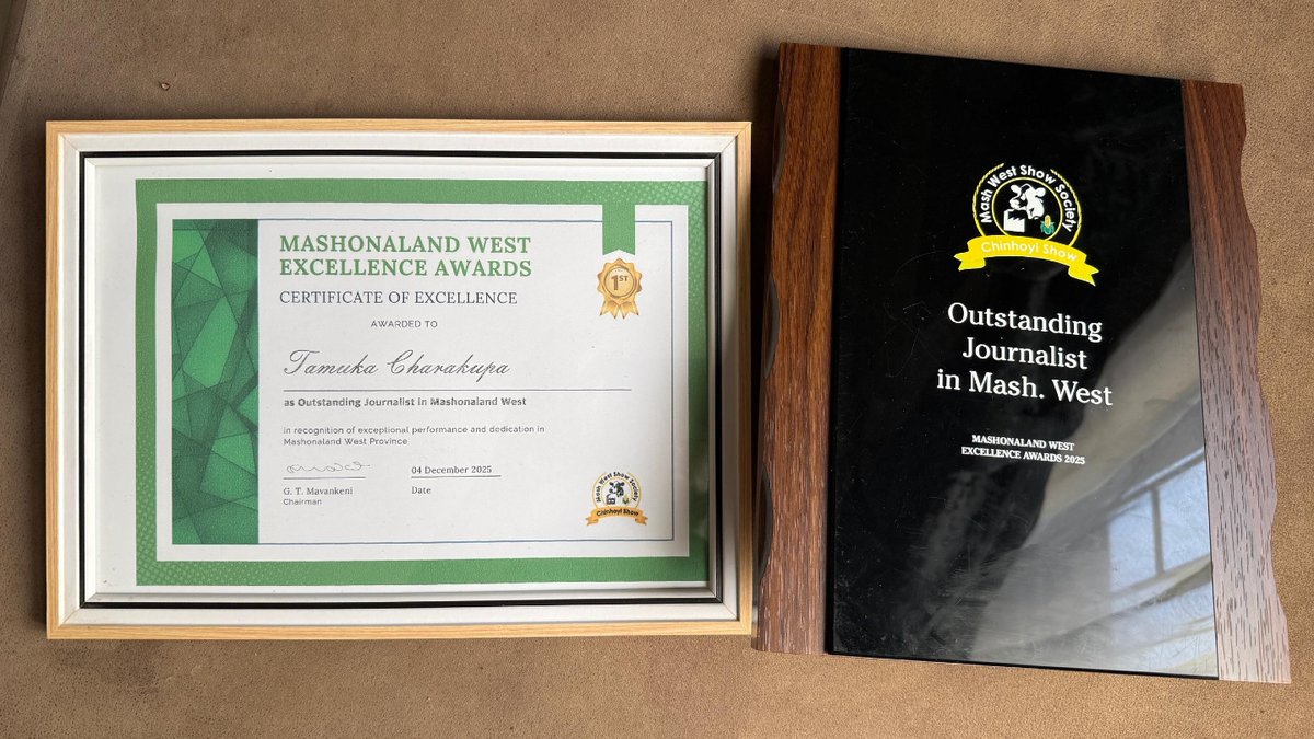 ZBC journalist Tamuka Charakupa has once again been recognised for his work after being honoured with the Mashonaland West Outstanding Journalist Award for the second consecutive year.