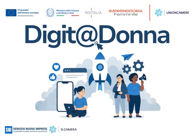 SiCameraSocial's tweet image. Digit@Donna: al via il 12 dicembre il nuovo percorso formativo per trasformare il #digitale in una leva strategica per lo #startup d’impresa sicamera.camcom.it/notizie/digitd… L'iniziativa è progettata ed erogata da #SiCamera nell'ambito del #ServizioNuoveImprese di @unioncamere.