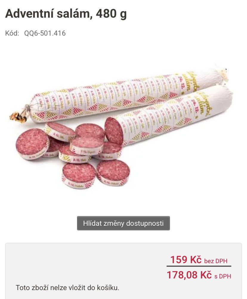 Cooleach's tweet image. Всем моим братьям салам (адвентный)! Узнал, что в Чехии продается колбасный адвент-календарь. Отрезаешь и ешь строго по кусочку в сутки, но не потому что иначе мама наругает, а считая дни до Рождества.