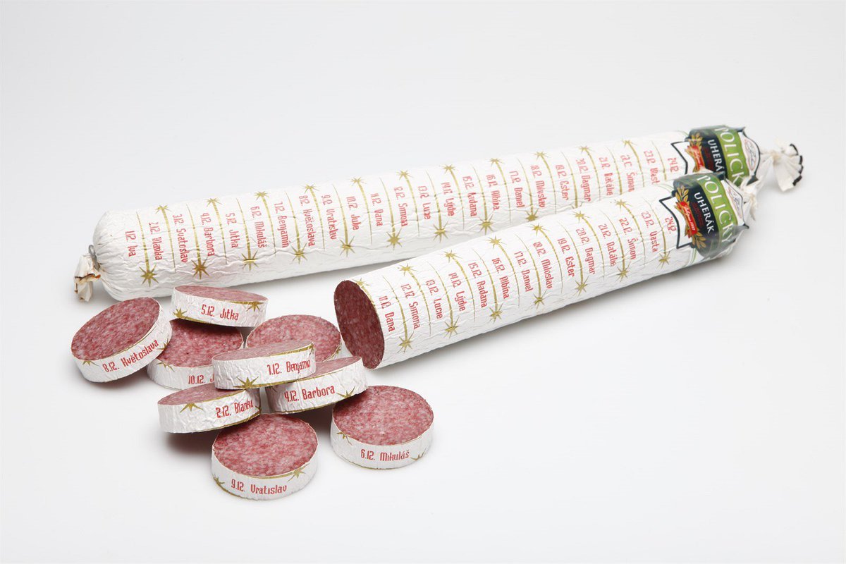 Cooleach's tweet image. Всем моим братьям салам (адвентный)! Узнал, что в Чехии продается колбасный адвент-календарь. Отрезаешь и ешь строго по кусочку в сутки, но не потому что иначе мама наругает, а считая дни до Рождества.