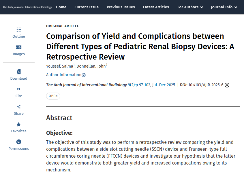 Arabjir's tweet photo. 📌Dive into the findings and implications for pediatric care!
#AJIR Original Article: "Comparison of Yield and Complications Between Different Types of Pediatric Renal Biopsy Devices: A Retrospective View."
Check it out here: https://t.co/KvOK2Lx3Q7
@JD_PIR @pairsmedia https://t.co/Mxxf686iQG