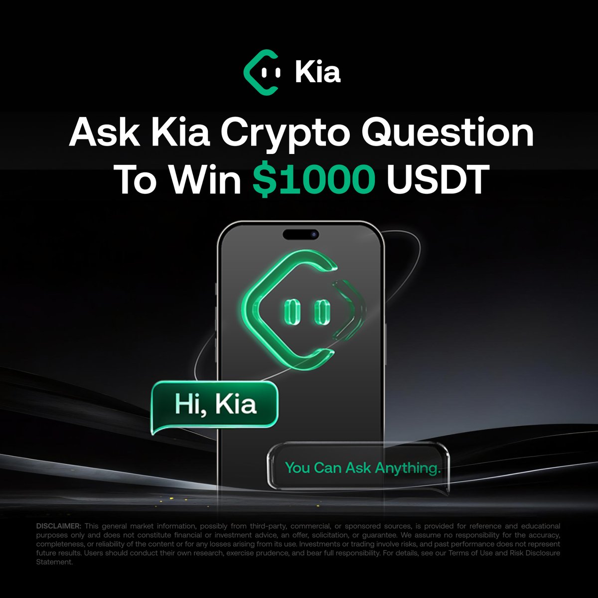 kucoincom's tweet image. 🤖 Kia early access giveaway for VIPs &amp;amp; rollout users!

🎁 $1,000 USDT prize pool
100 winners

How to join:
 1️⃣ Follow @kucoincom
 2️⃣ Like, RT &amp;amp; Quote #AskKia + Tag 3 friends
 3️⃣ Ask Kia any crypto question in-app and comment your screenshot
 4️⃣ Submit your entry:…