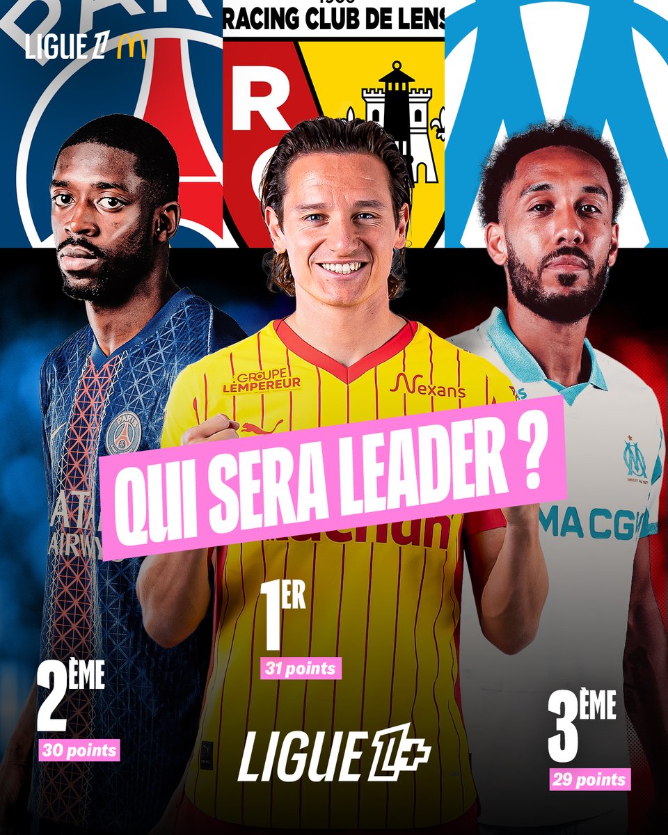 ligue1plus's tweet image. Qui du @RCLens, du @PSG_inside ou de l&apos;@OM_Officiel sera aux commandes de la @Ligue1 à l&apos;issue du week-end ? 

🥇 _____
🥈 _____
🥉 _____