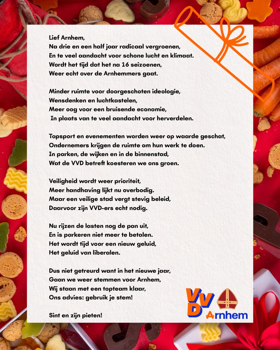 🎼Sinterklaasje kom maar binnen met je knecht 🎶want we willen weten wat je allemaal over Arnhem zegt 🎵….

#5december #Sinterklaas #Gemeenteraad #VVDArnhem