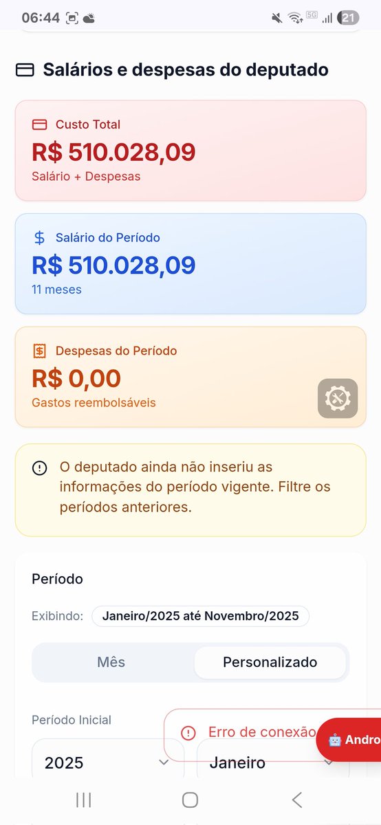 Estamos denunciando isso há dias, e com o deolhoemvoce.com.br conseguimos olhar todos esses valores, não só os gastos com salario e cotas ( 510 Mil) mas as emendas, só pix de quase 9 milhoes e com definidade específica " apenas" 400 mil. 
noticias.uol.com.br/politica/ultim…