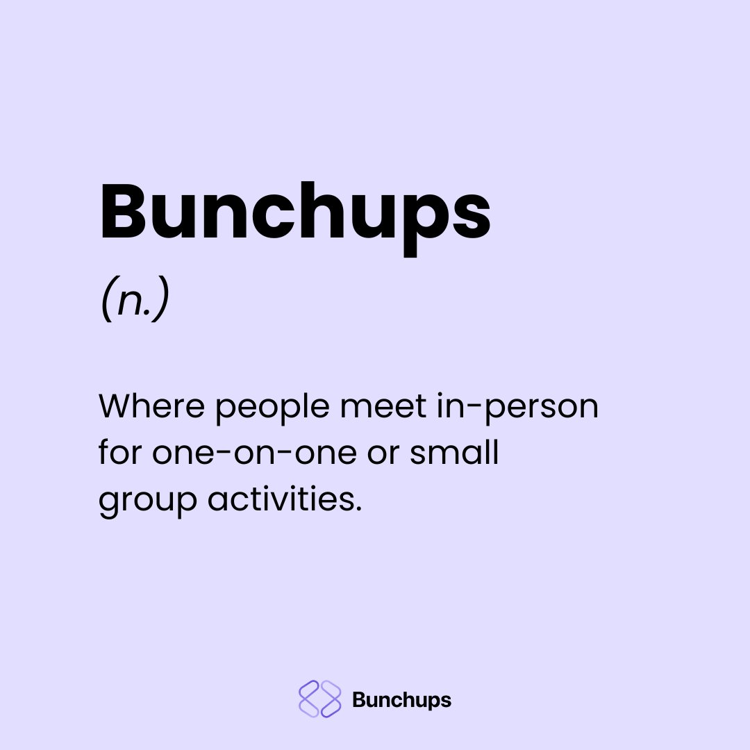bunchups's tweet image. New vocabulary for your social life: Bunchups
where people meet in-person for one-on-one or small group activities based on shared interests.

Download the app and do what you love, together.