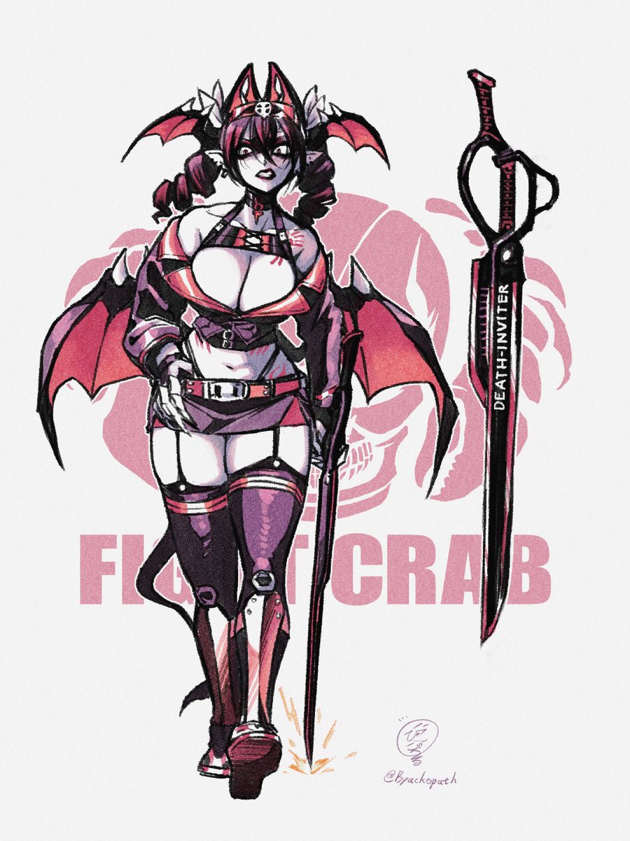 うちのカニがモチーフのサキュバス、マイヤーさんの武器がハサミで「デス・インバイター」(シヲマネキ)って名前にしたの、我ながらよい発想だと気に入ってたんだけど、がん研のシンボルマークがカニ(cancer)でシオマネキなのも同じ由来だと知って、車輪の再発明だったか…となってる。