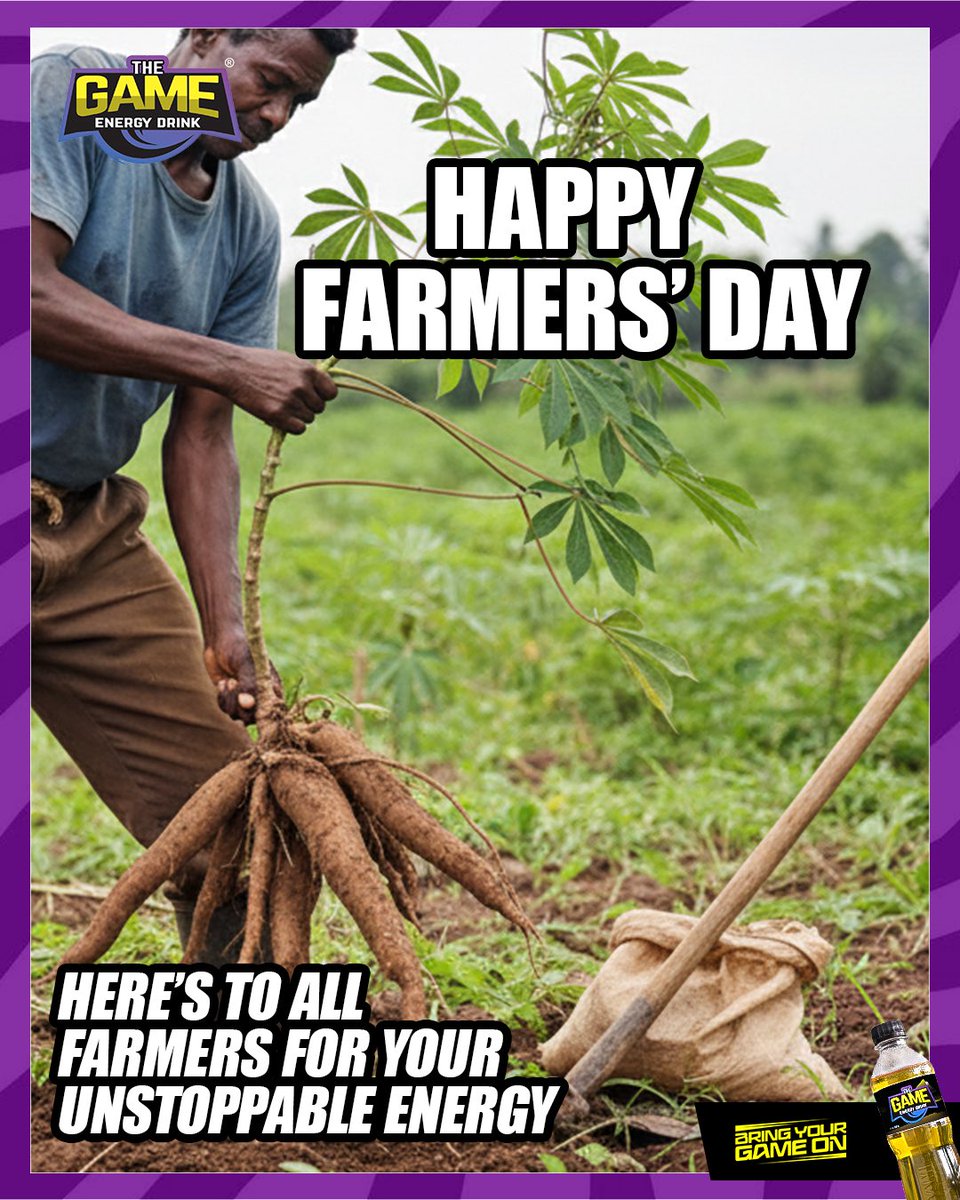 The nation eats because you never stop moving. Today, we celebrate your energy and dedication. Happy Farmers’ Day.

#TheGameEnergyDrink #FeelTheEnergy  #BringTheGame #PowerUp #HappyFarmersDay