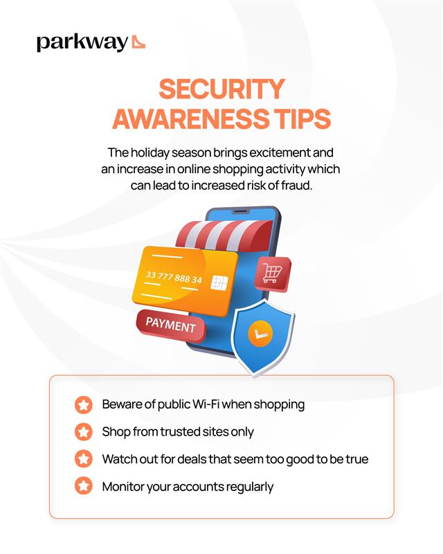 ParkwayNG's tweet image. TODAY'S SECURITY TIP!
It's the holiday season, stay extra cautious. 
Stay informed!

.

#parkwaywallet #staysafeonline #cybersecuritytips