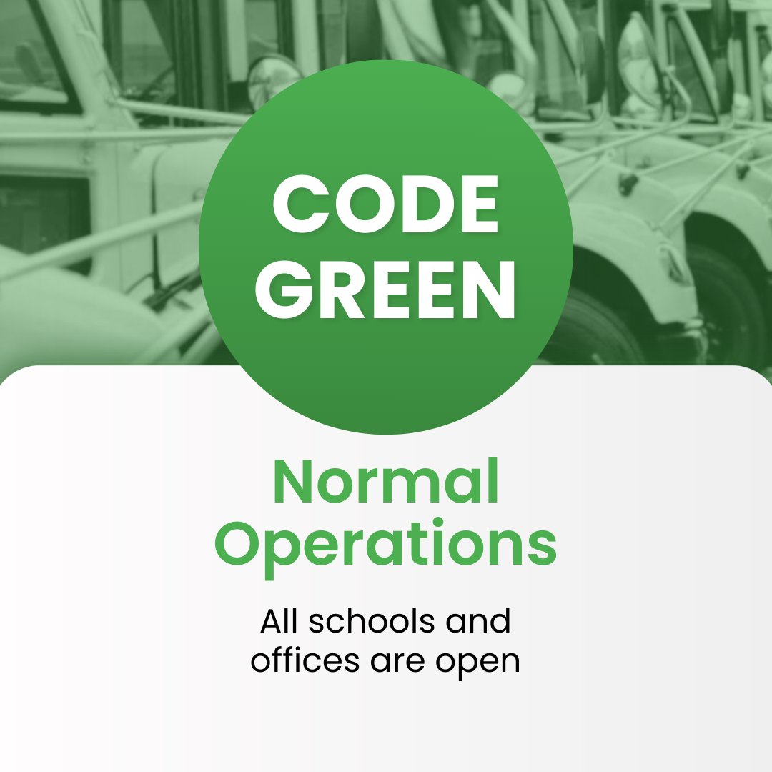 MCPS is Code Green—Normal Operations for Friday, Dec. 5, with schools and offices opening on time. Please use caution when traveling and allow extra time when driving or walking to bus stops.

Read more on the MCPS website.