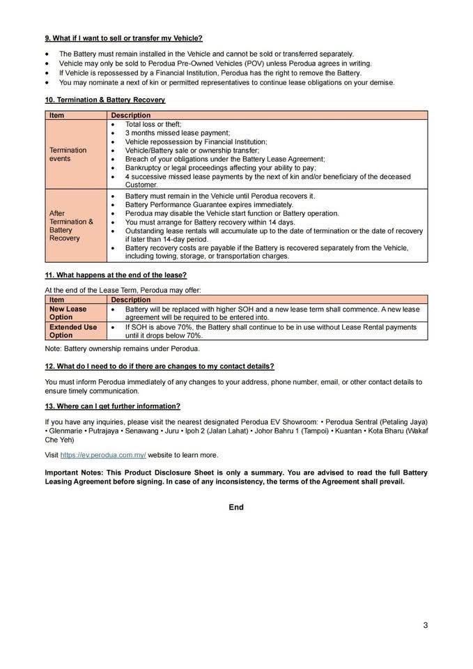 Perodua dah keluarkan dokumen berkaitan Perodua QV-E Battery Leasing Plan.

- Konsep sewaan bateri: RM275 sebulan (9 tahun)

- EV tidak boleh dihidupkan jika bayaran tertunggak melebihi 2 bulan

- Tidak boleh digunakan untuk tujuan e-hailing &amp; aktiviti komersil

Pendapat korang?