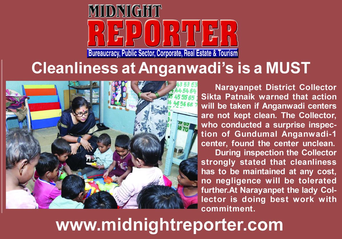 Cleanliness is a must says <a href="/IasSikta/">Sikta Patnaik</a> , <a href="/collector_nrpt/">Collector Narayanpet</a> !!

#BigBoundary 
#MidnightReporter celebrates the #womenscricketworldcup2025 win with former Indian cricketer,  Padma Shri Awardee Mithali Raj with the launch of the November edition.
 epaper :
midnightreporter.com/November_2025.…