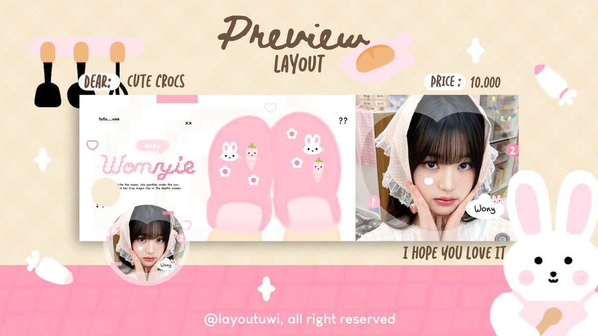 layoutuwi's tweet image. help repost? thanks!

halo, aku bawa layout ready stock wonyoung terbaru free retext, yg bisa di take di dm-ku sekarang juga. Yuk jajan🩷 #zonauang