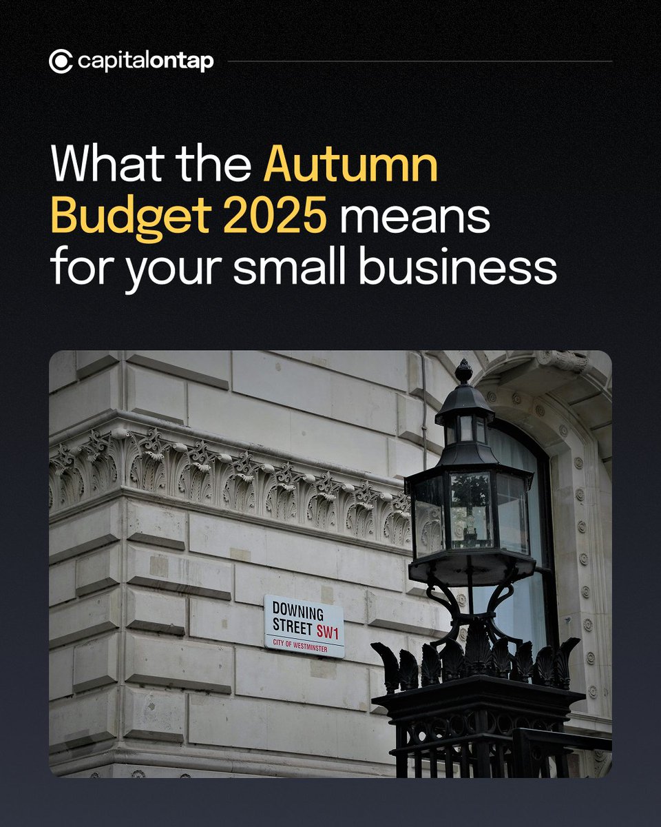 The policies from the Autumn Budget 2025 affect everything from payroll to property tax. 📰
Find out what this means for your small business today. 👉 ow.ly/Aaun50XAOEZ 
#AutumnBudget #UKSmallBusiness 
(Capital on Tap UK)