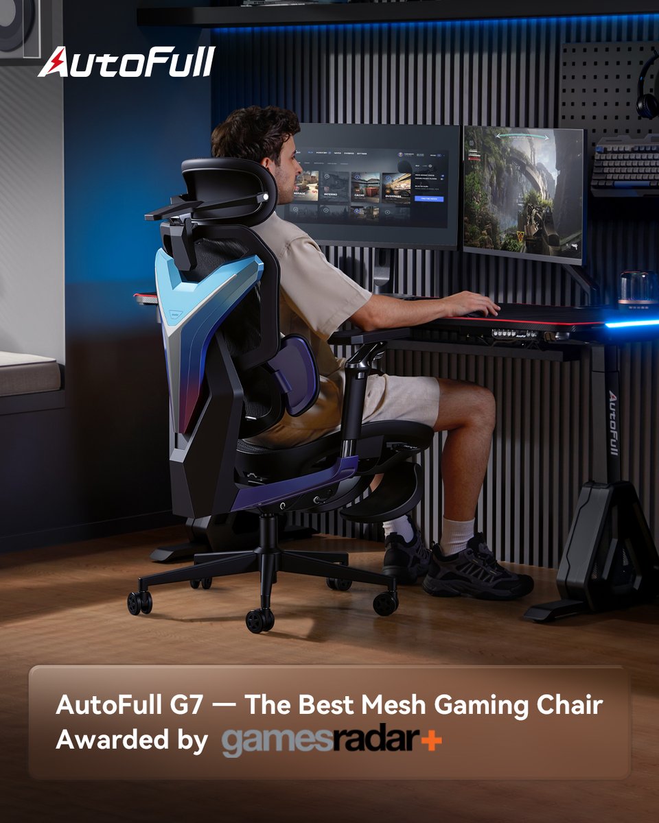 AutoFullGlobal's tweet image. Proud to share that AutoFull G7 has been awarded  “Best Mesh Gaming Chair” by GamesRadar+. Designed for pro-level comfort, built for every gamer.#autofull  #autofull #bestgamingchair