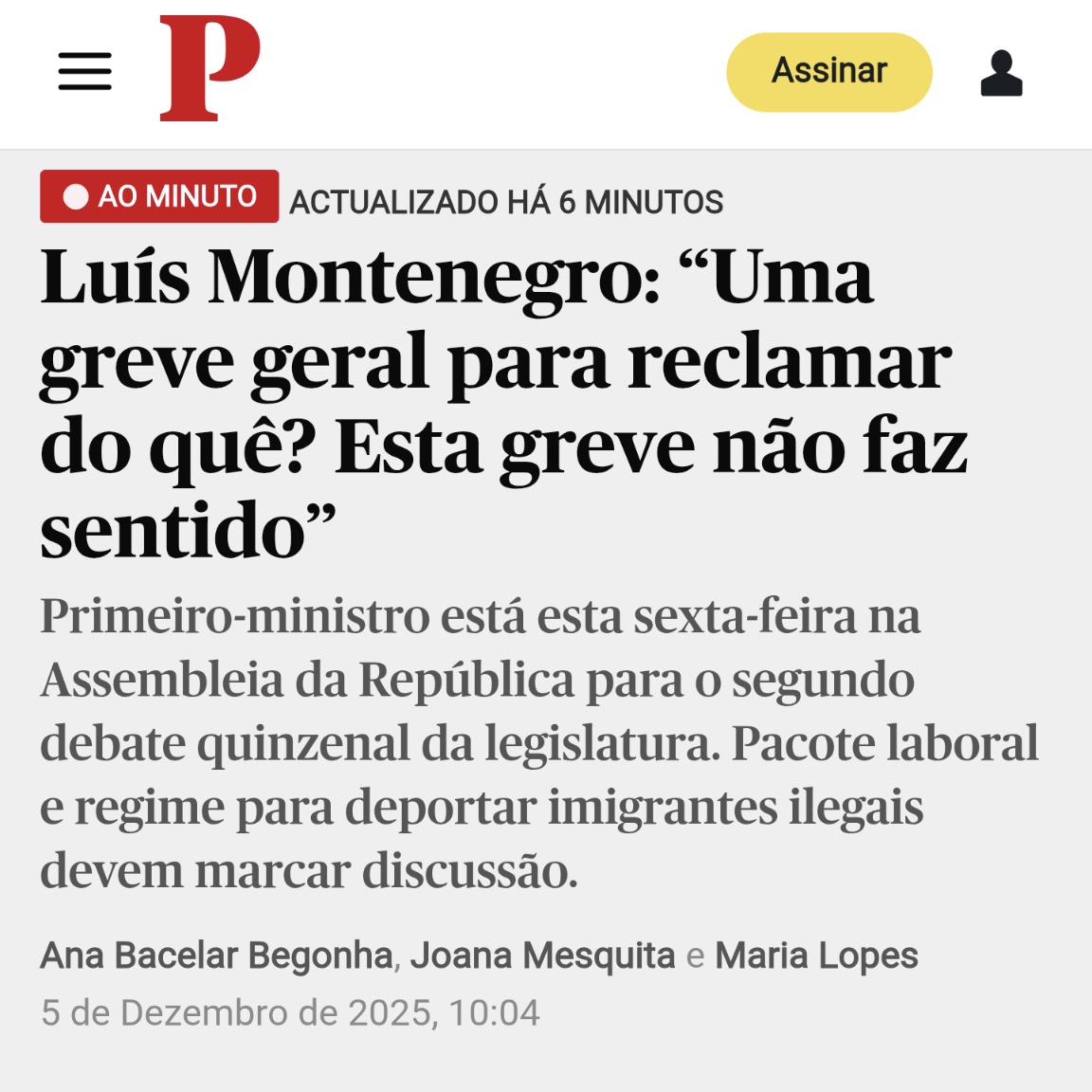 Reclamar do quê?

Ora, vamos reclamar do facto do governo querer:
- Aumentar o horário laboral para 50h semanais
- Diminuir o pagamento das horas extras
- Facilitar os despedimentos
- Limitar o direito à greve
- Acabar com a contratação coletiva
- Limitar a atividade sindical