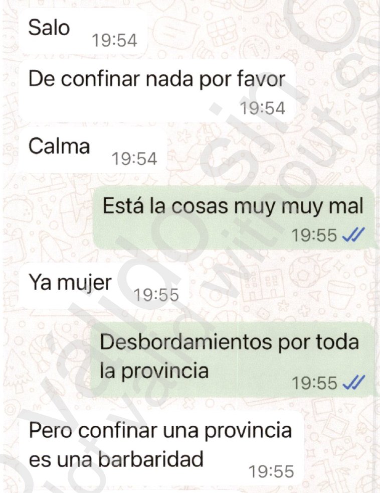 Si ara s'atreveixen a dir que Mazón no va retrassar res... perquè l'assessor li està discutint què fer i què no fer: "confinar una provincia es una barbaridad"... 19:54, encara no s'ha fet cap avís a la població... "desbordamientos por toda la provincia" diu ella