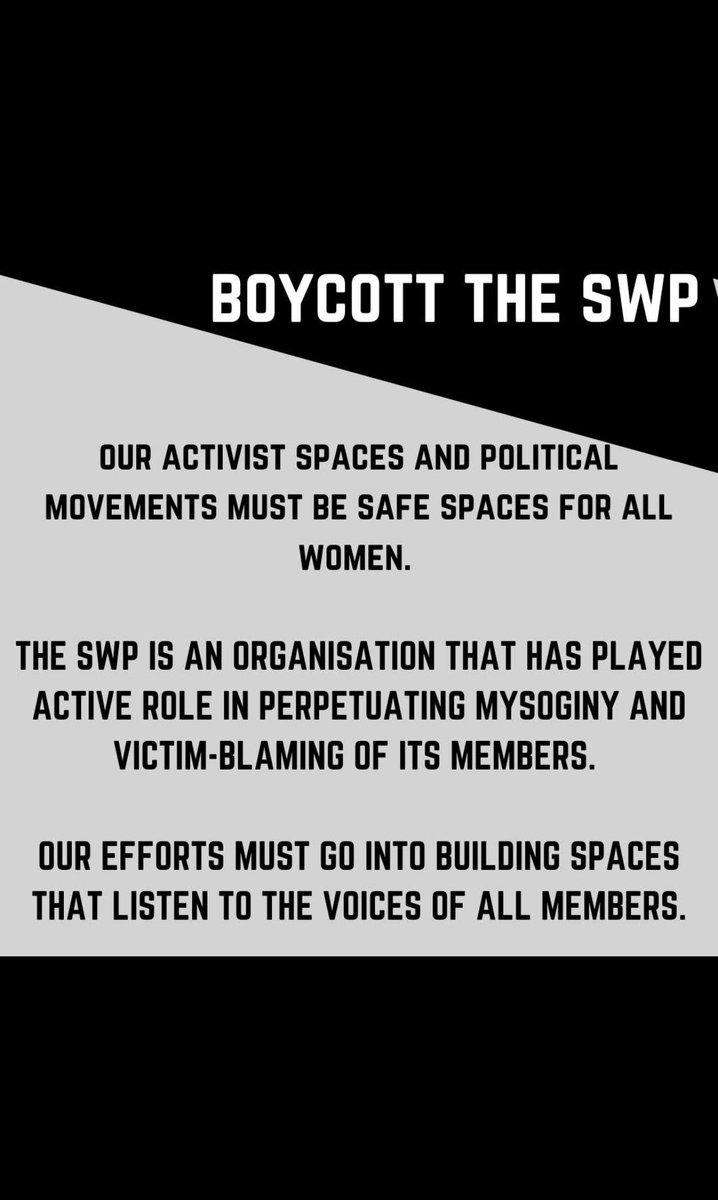 mybrakedontwork's tweet image. 🚨In late 2012/early 2013 allegations of rape and sexual assault were made against a senior SWP member; instead of sending the case to an independent process, the party dealt with it internally. 

The result? Complainants were grilled about their personal lives, members left in…