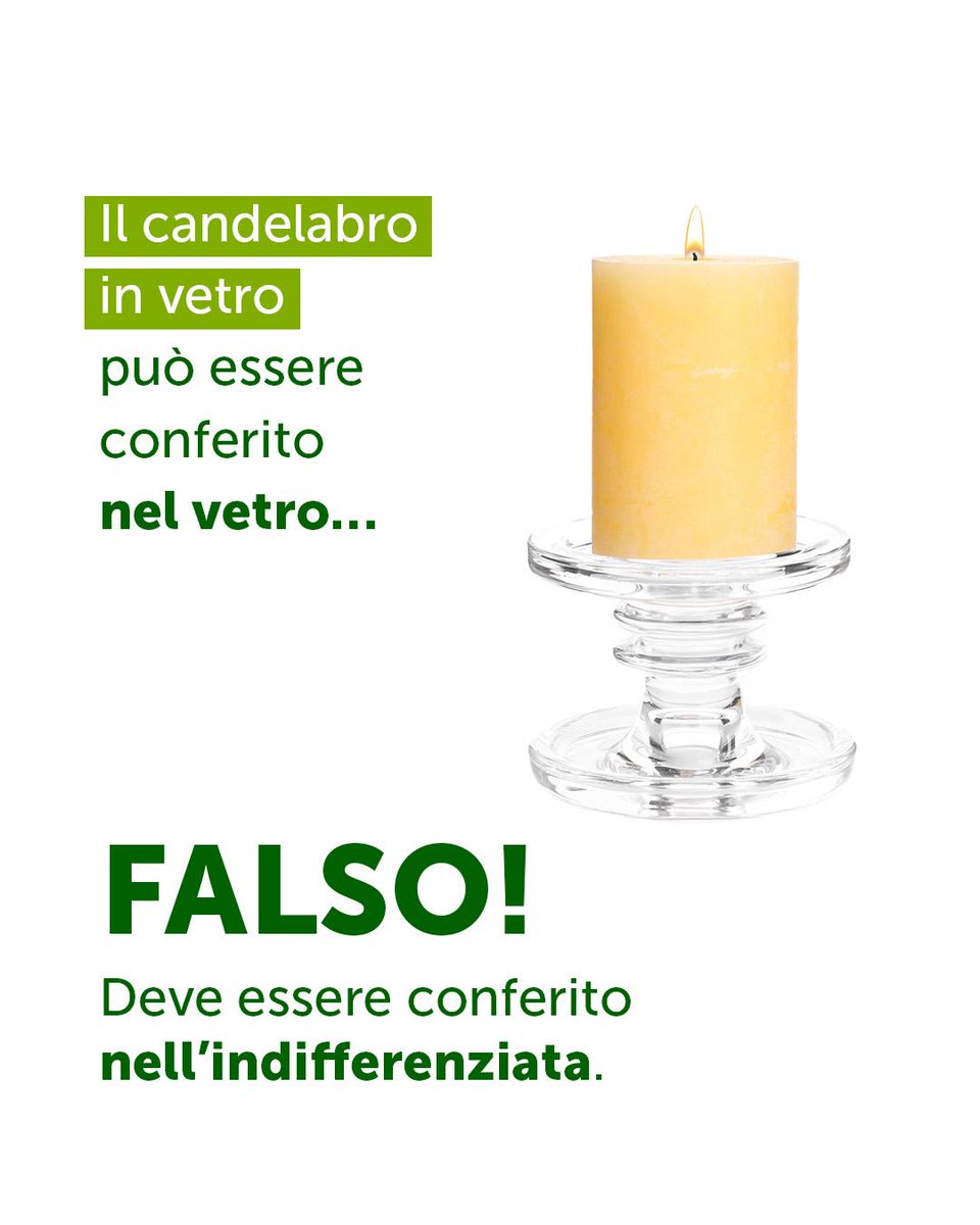 Il candelabro in vetro non va nel vetro! È un falso amico e va conferito nella raccolta indifferenziata.

Ti vengono in mente altri falsi amici del vetro?

#coreve #riciclo #vetro #raccoltadifferenziata #sostenibilità #economiacircolare #vetrofalso