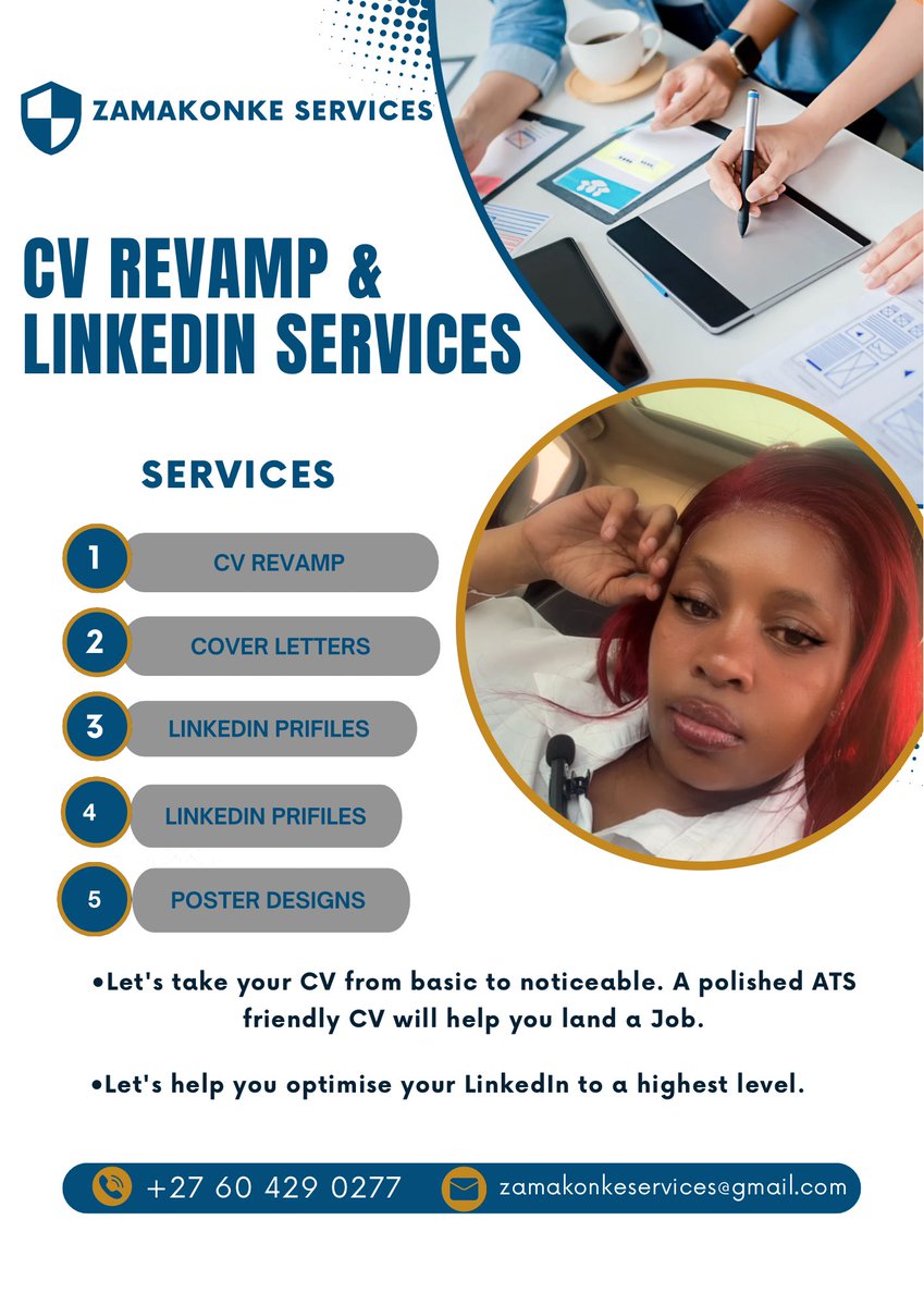 Is your CV and LinkedIn Profile updated for festive season and new year jobs ? ‼️

Let’s prepare our CV’s for these seasons!!

Let's take your CV from basic to noticeable. A polished ATS friendly CV will help you land a Job.

Whatsapp :📲(+27604290277)  / email: