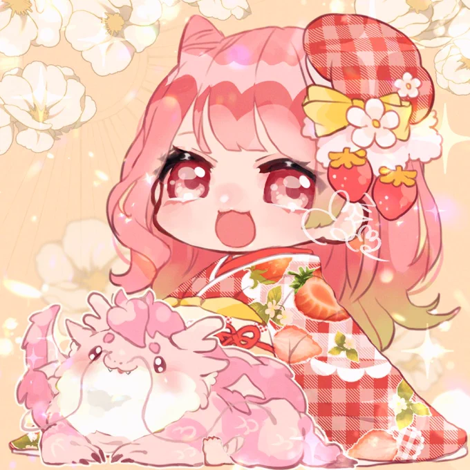 お正月量産の新作着物&もちもち干支アイコン、楽しみにしててください 画像は辰年の時のもの